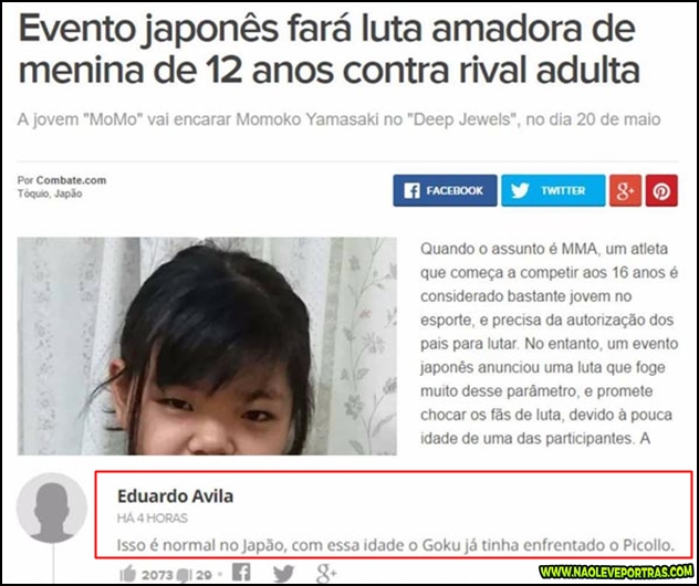 Menina de 12 anos enfrentará adulta de 24