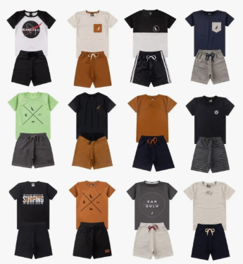 Kit 4 Peças de 2 Conjuntos Roupa Infantil Menino Verão