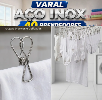 Varal Para Roupas Íntimas em Aço Inox com 40 Prendedores Reforçado