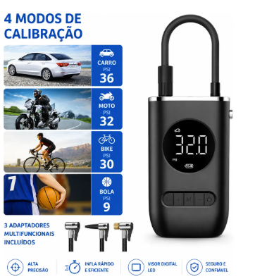 Mini Compressor De Ar Digital Portátil com Lanterna Led