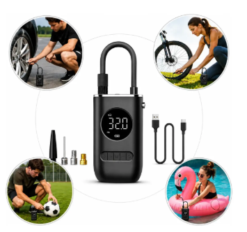 Mini Compressor De Ar Digital Portátil com Lanterna Led