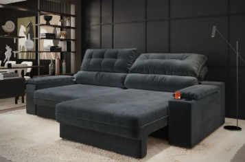 Sofá Retrátil Reclinável 4 Lugares Molas Ensacadas Suede 2,30m