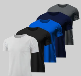 Kit 5 Camisetas Básicas Masculina Dry Fit Lisa