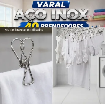 Varal Para Roupas Íntimas em Aço Inox com 40 Prendedores Reforçado