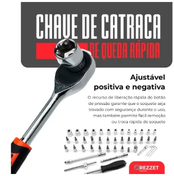 Kit Ferramentas 46 Peças Com Soquetes e Chaves Para Carro e Casa
