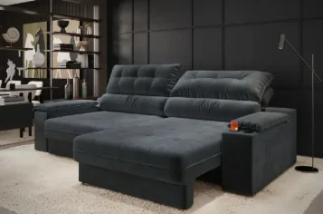 Sofá Retrátil Reclinável 4 Lugares Molas Ensacadas Suede 2,30m