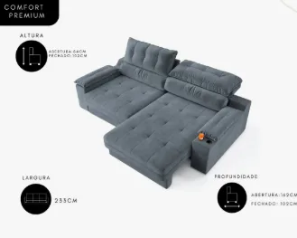 Sofá Retrátil Reclinável 4 Lugares Molas Ensacadas Suede 2,30m